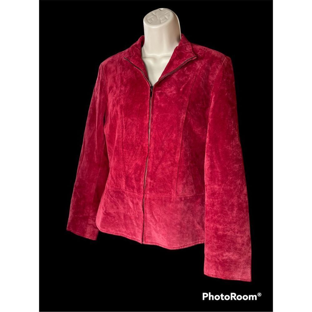 Motorcycle Red Leather Jacket Coat Y2K Vintage Boho Grunge